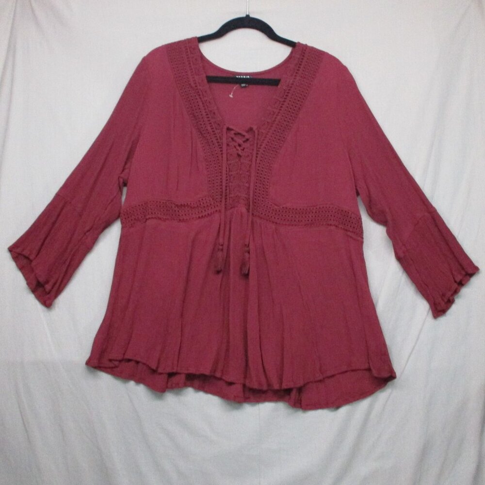 Torrid BOHO Flowy Tunic Top Burgundy Women Size |‎ 3